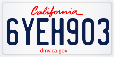 CA license plate 6YEH903