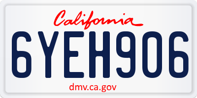 CA license plate 6YEH906