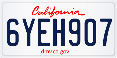 CA license plate 6YEH907