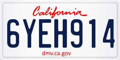 CA license plate 6YEH914