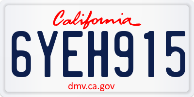CA license plate 6YEH915