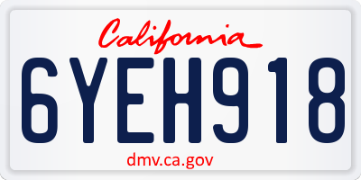CA license plate 6YEH918