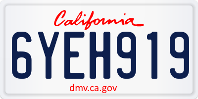 CA license plate 6YEH919