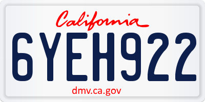 CA license plate 6YEH922