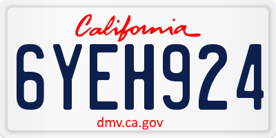 CA license plate 6YEH924