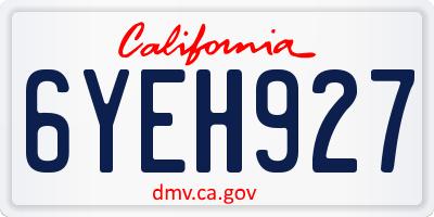 CA license plate 6YEH927