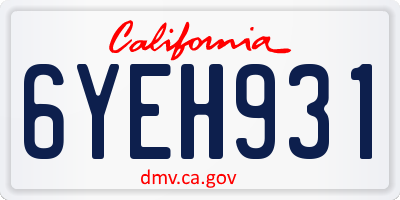 CA license plate 6YEH931