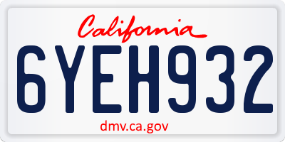 CA license plate 6YEH932