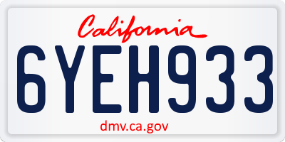 CA license plate 6YEH933