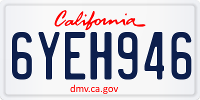 CA license plate 6YEH946