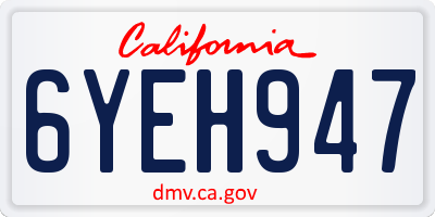 CA license plate 6YEH947