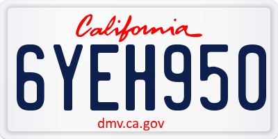 CA license plate 6YEH950