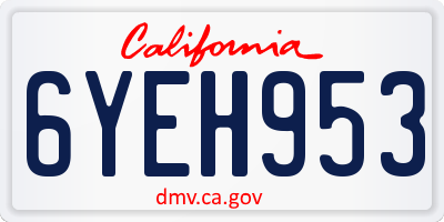 CA license plate 6YEH953