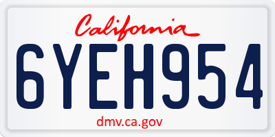 CA license plate 6YEH954