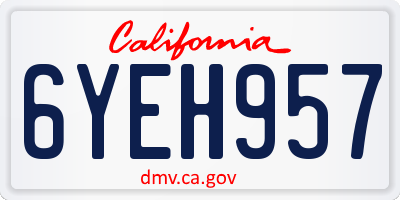 CA license plate 6YEH957