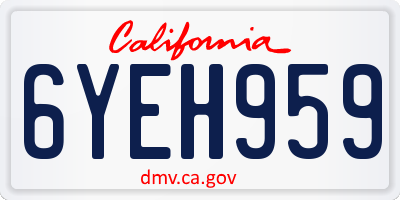 CA license plate 6YEH959