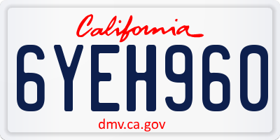 CA license plate 6YEH960