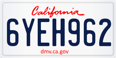 CA license plate 6YEH962