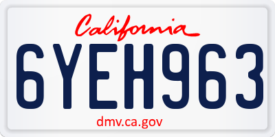 CA license plate 6YEH963