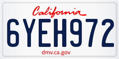 CA license plate 6YEH972
