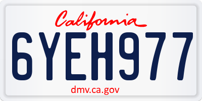CA license plate 6YEH977