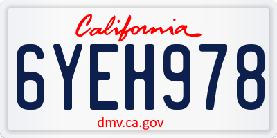 CA license plate 6YEH978