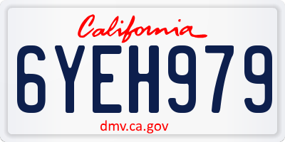 CA license plate 6YEH979