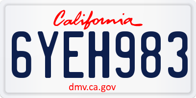 CA license plate 6YEH983