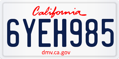 CA license plate 6YEH985