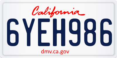 CA license plate 6YEH986