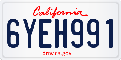 CA license plate 6YEH991