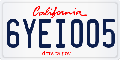 CA license plate 6YEI005
