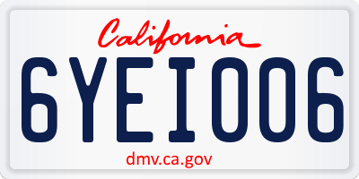 CA license plate 6YEI006