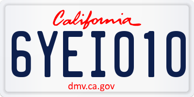 CA license plate 6YEI010