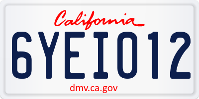CA license plate 6YEI012