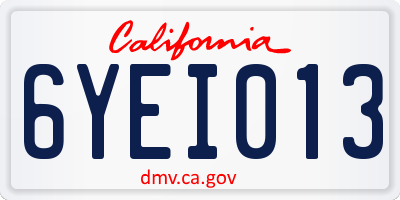 CA license plate 6YEI013
