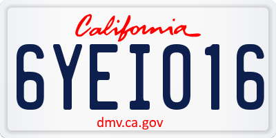 CA license plate 6YEI016