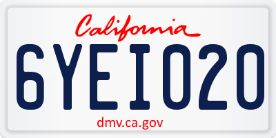 CA license plate 6YEI020