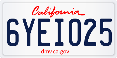 CA license plate 6YEI025