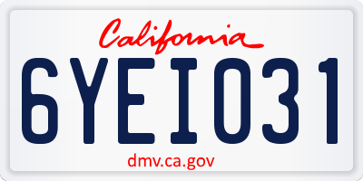 CA license plate 6YEI031