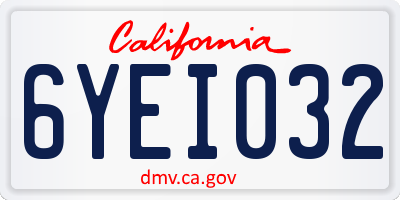 CA license plate 6YEI032