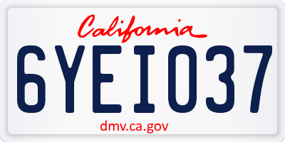 CA license plate 6YEI037