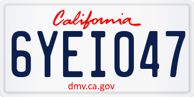 CA license plate 6YEI047