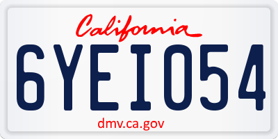 CA license plate 6YEI054