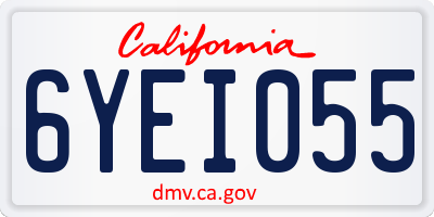 CA license plate 6YEI055