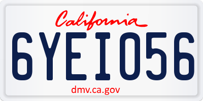 CA license plate 6YEI056