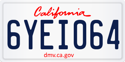CA license plate 6YEI064
