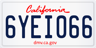 CA license plate 6YEI066