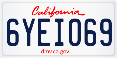 CA license plate 6YEI069