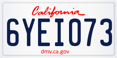 CA license plate 6YEI073